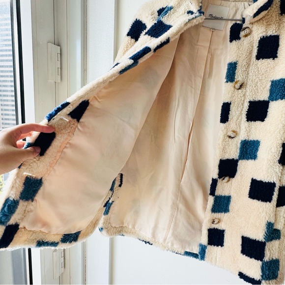 NEW NWT Madewell (Re)sourced Sherpa Belrose Shirt-Jacket in Checkerboard - Picture 7 of 8